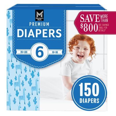 Member's Mark Premium Baby Diapers Bulk Pack - Sizes Newborn (N) Through 7, 102-222 Count