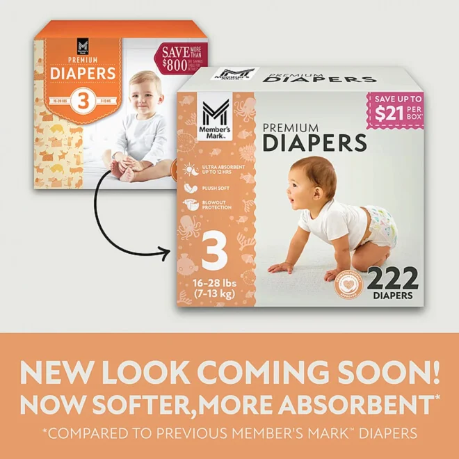 Member's Mark Premium Baby Diapers Size 3 - Image 2