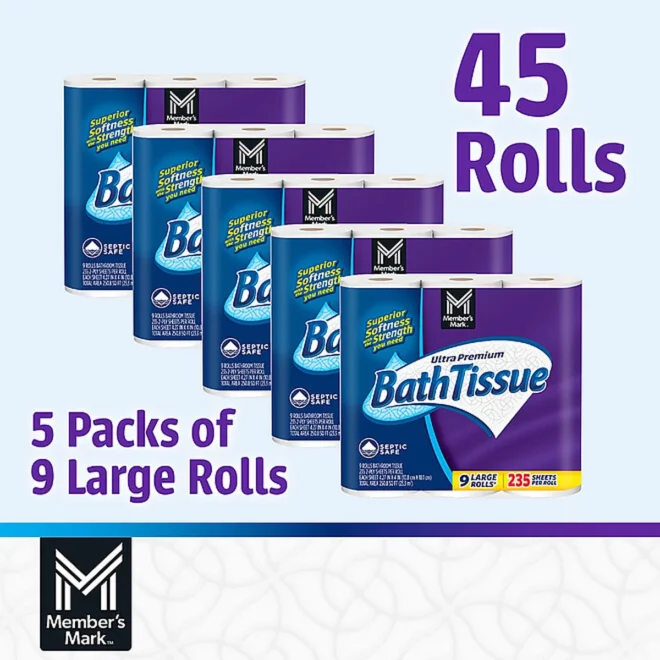 Member's Mark Ultra Premium Soft and Strong Toilet Paper, 2-Ply (235 sheets, 45 rolls) - Image 2