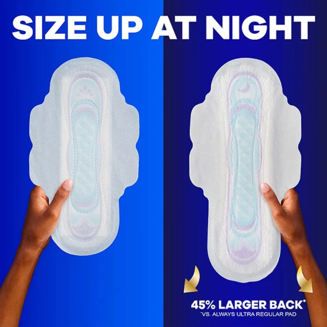Always Ultra Thin Overnight Pads with Wings, Size 4, 80 ct. - Image 7