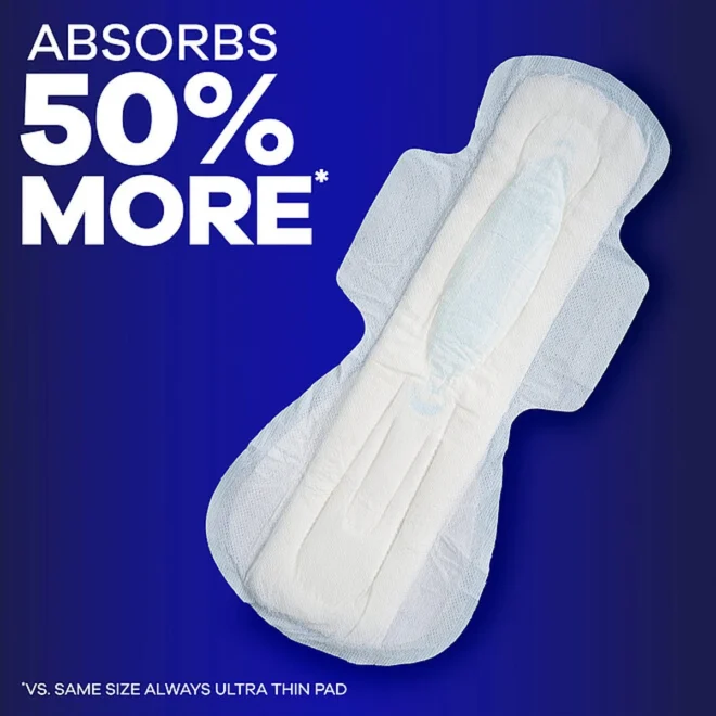 Always Maxi Overnight Pads with Wings, Size 5, 54 ct. - Image 4