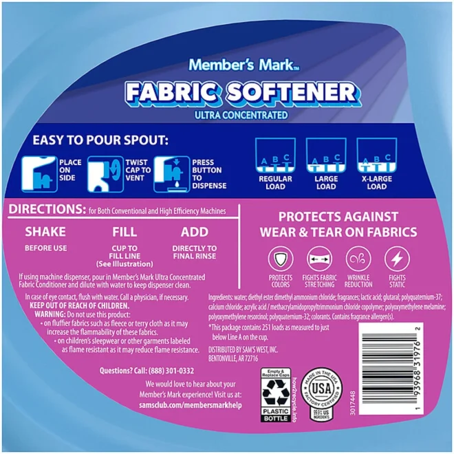 Member's Mark Liquid Fabric Softener, Spring Flowers, 251 loads, 170 fl. oz. - Image 2