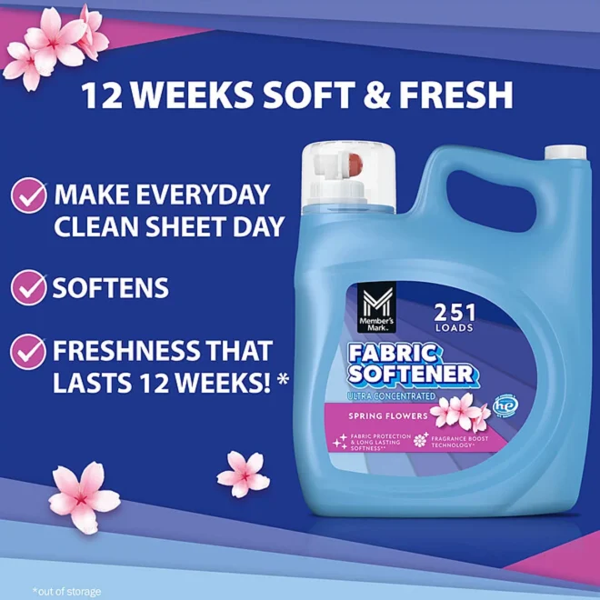 Member's Mark Liquid Fabric Softener, Spring Flowers, 251 loads, 170 fl. oz. - Image 7