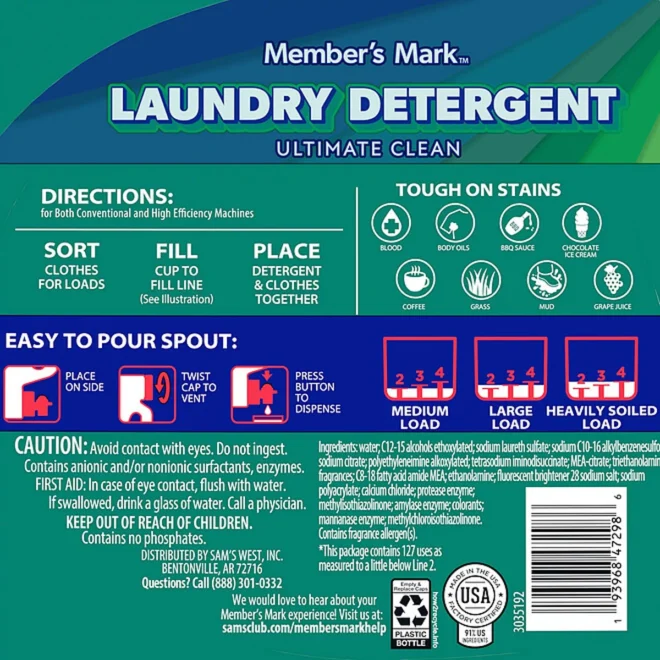 Member's Mark Liquid Laundry Detergent, Paradise Splash, 127 loads, 196 fl. oz. - Image 2
