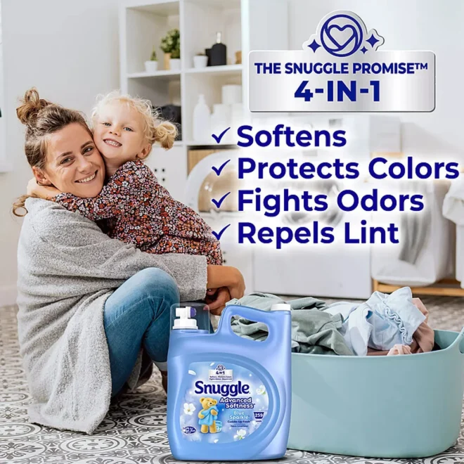 Snuggle Advanced Softness Liquid Fabric Softener, Blue Sparkle, 259 loads, 176 fl. oz. - Image 3