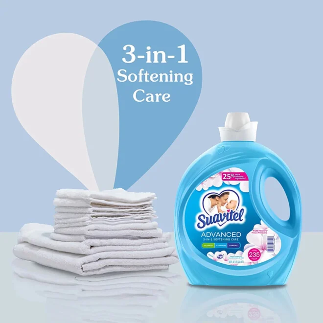 Suavitel Advanced Liquid Fabric Softener, Field Flowers Scent, 160 fl. oz., 235 loads - Image 3