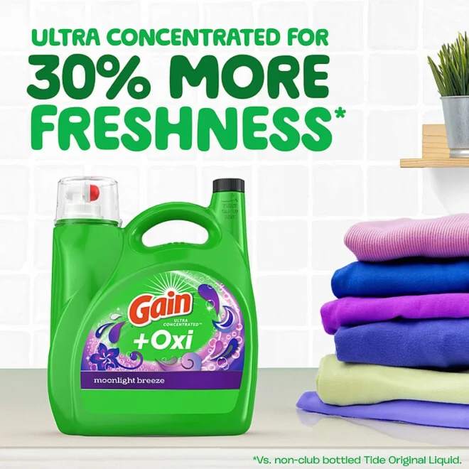 Gain + Oxi Liquid Laundry Detergent, Moonlight Breeze, 159 Loads, 170 fl. oz. - Image 7