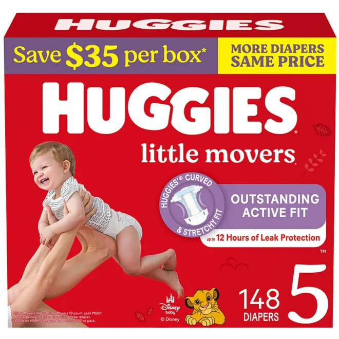 Huggies Little Movers Baby Diapers Size 5 - 148 ct. (27+ lbs) - Image 2