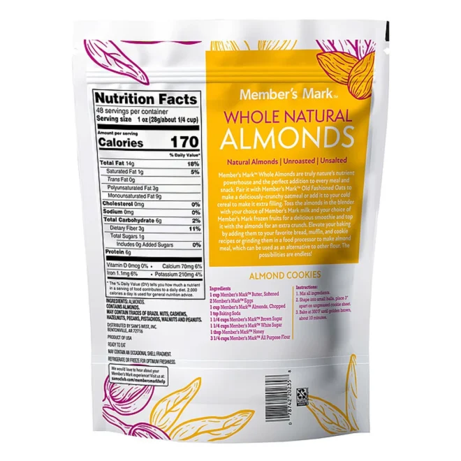 Member's Mark Natural Whole Almonds, 3 lbs. - Image 2