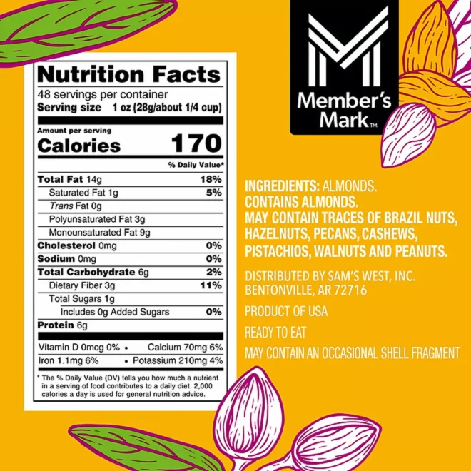 Member's Mark Natural Whole Almonds, 3 lbs. - Image 3