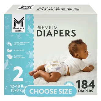 Member's Mark Premium Baby Diapers Size 2 - 184 ct. (12-18lbs)