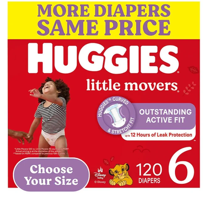 Huggies Little Movers Baby Diapers Size 6 - 120 ct. (35+ lbs)