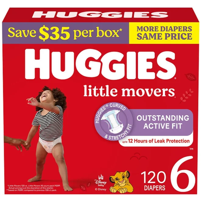 Huggies Little Movers Baby Diapers Size 6 - 120 ct. (35+ lbs) - Image 2