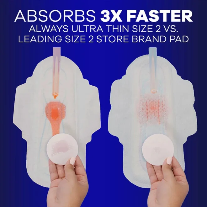 Always Ultra Thin Extra Heavy Overnight Pads with Wings, Size 5, 72 ct. - Image 6