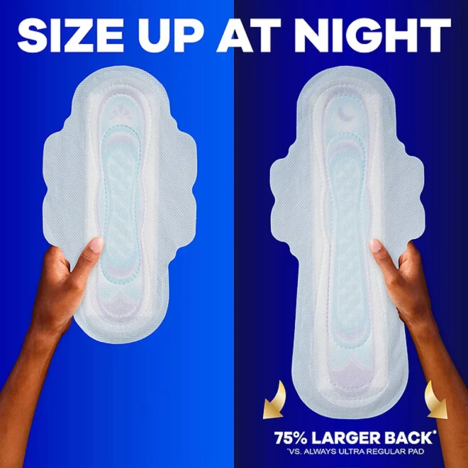 Always Ultra Thin Extra Heavy Overnight Pads with Wings, Size 5, 72 ct. - Image 7