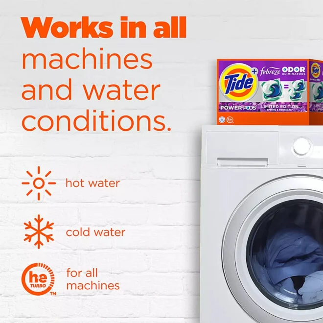 Tide Power PODS Laundry Detergent Pacs + Febreze Odor Eliminators, Spring & Renewal Scent (72 ct.) - Image 6