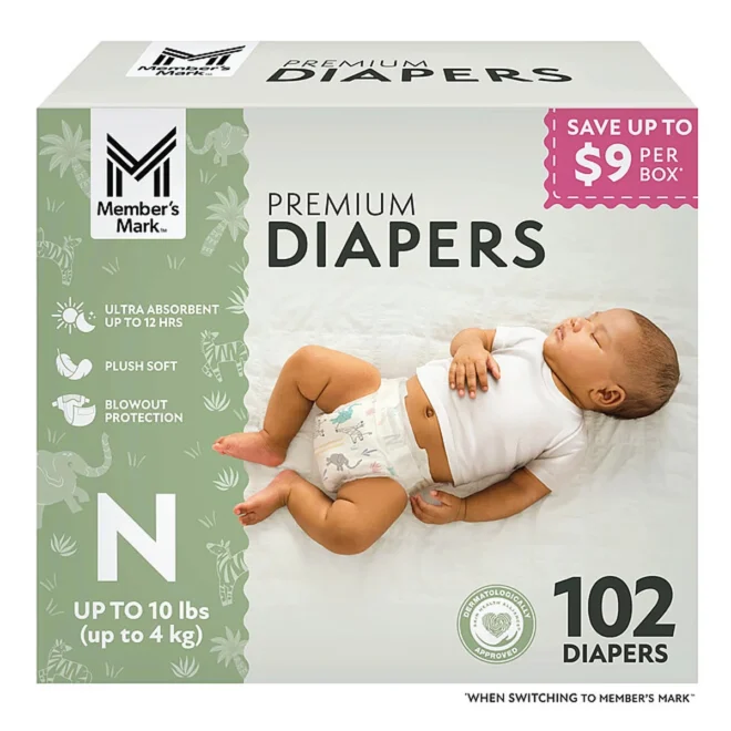 Member's Mark Premium Baby Diapers, Sizes: Newborn - 8 - Image 2