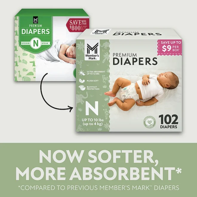 Member's Mark Premium Baby Diapers, Sizes: Newborn - 8 - Image 3