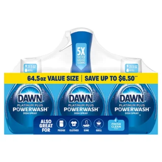 Dawn Platinum Plus Powerwash Dish Spray Bottle Set, Fresh Scent, 1 Spray Bottle + 2 Refills, 64.5 fl. oz.